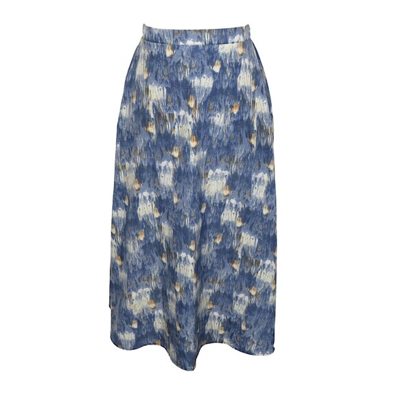 Women's Blue Multi Abstract Print A Line Midi Skirt Size Small - Picture 1 of 5
